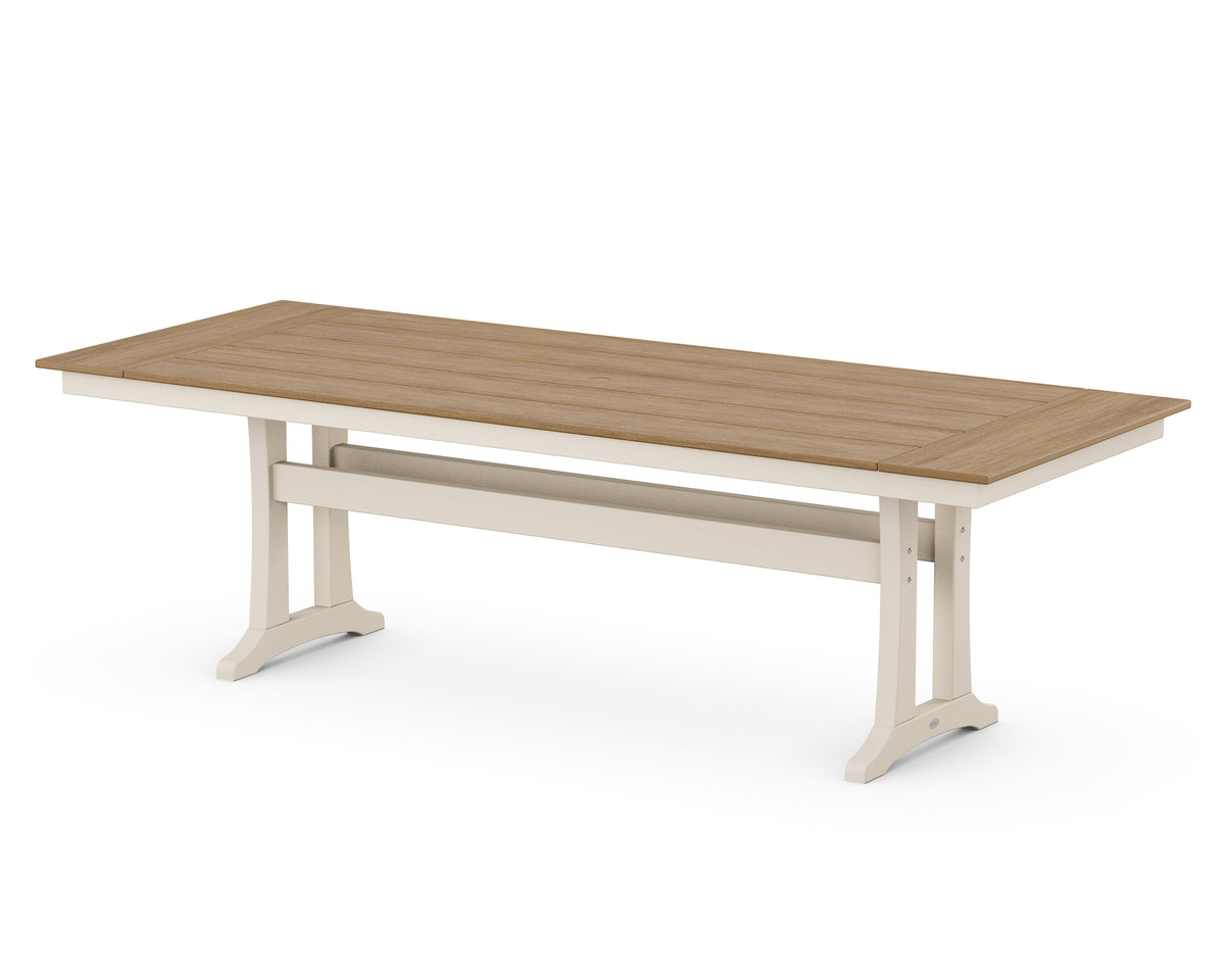 POLYWOOD Farmhouse Trestle 38" x 96" Dining Table in Sand / Natural