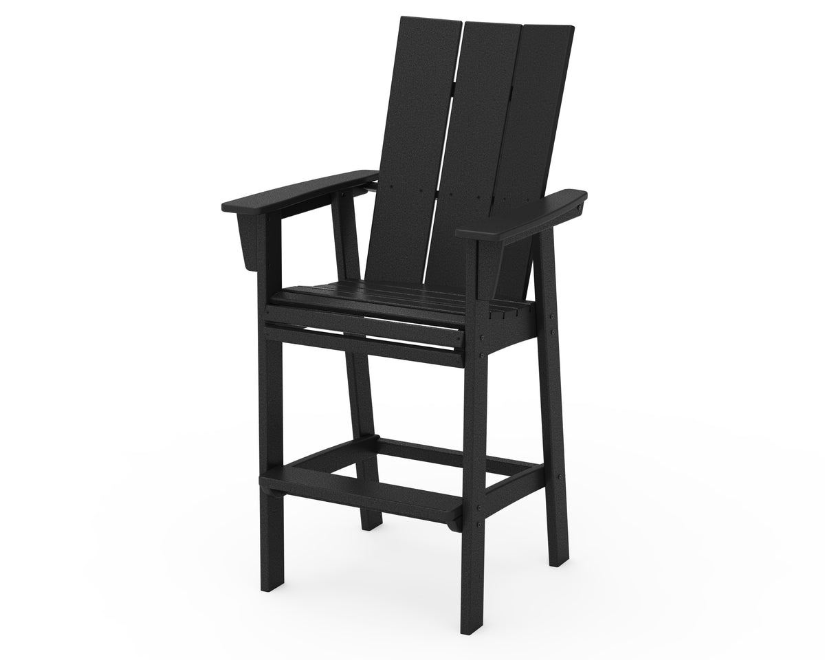 POLYWOOD Modern Curveback Adirondack Bar Chair in Black
