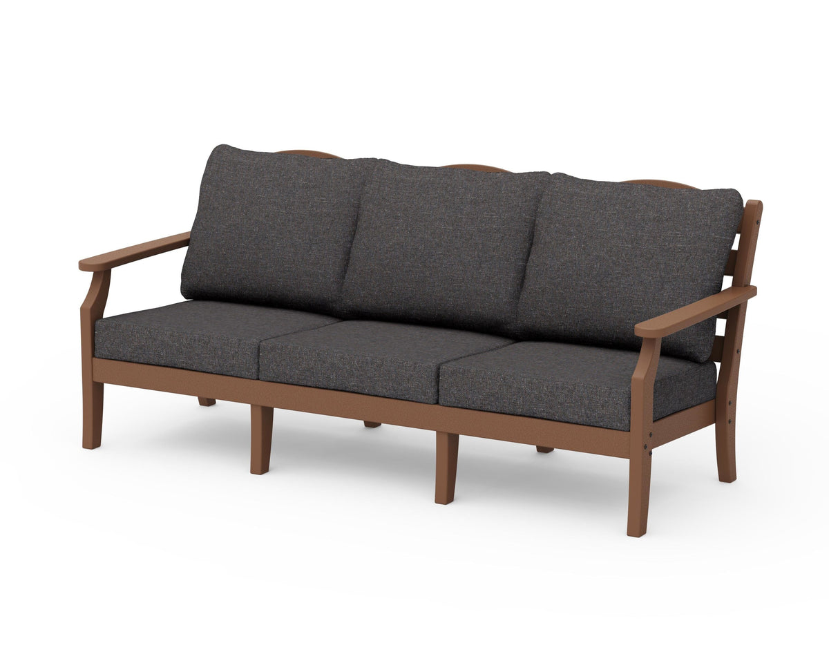 POLYWOOD Savannah Deep Seating Sofa in Teak / Ash Charcoal
