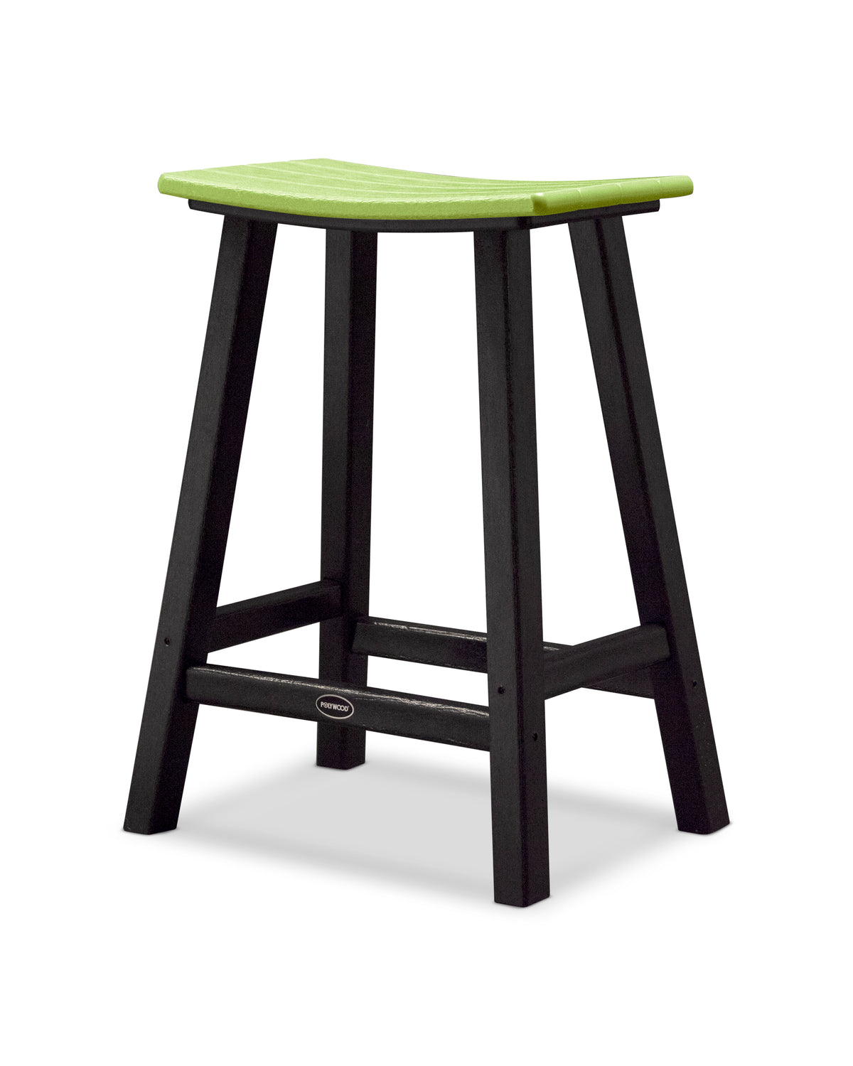 POLYWOOD Contempo 24" Saddle Counter Stool in Black / Lime