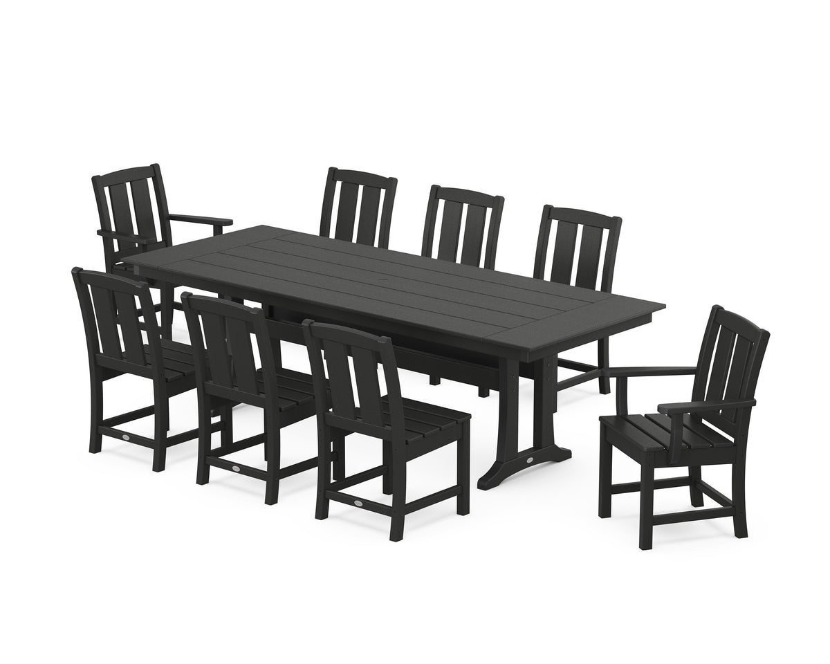 POLYWOOD Mission 9-Piece Farmhouse Dining Set with Trestle Legs in Black