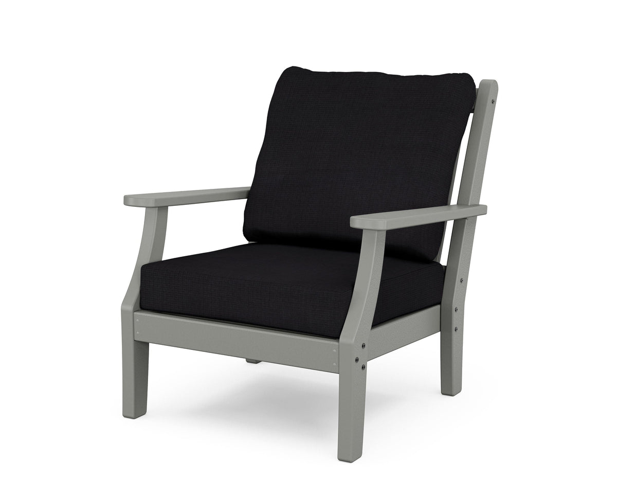 POLYWOOD Wovendale Deep Seating Chair in Slate Grey / Midnight Linen