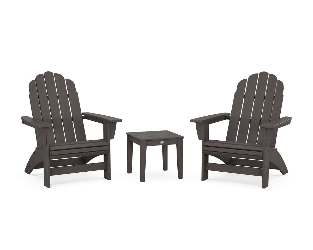 POLYWOOD 3-Piece Vineyard Grand Adirondack Set in Vintage Coffee