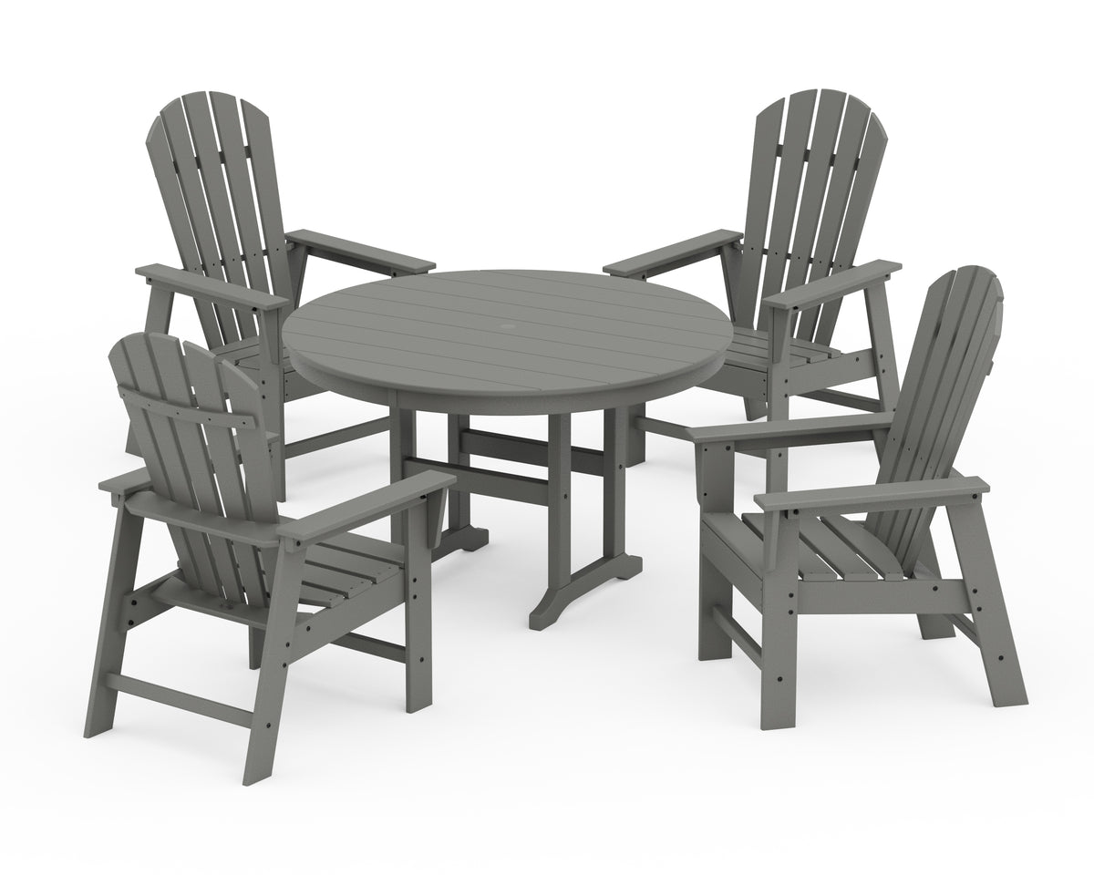 POLYWOOD South Beach 5-Piece Round Farmhouse Dining Set in Slate Grey
