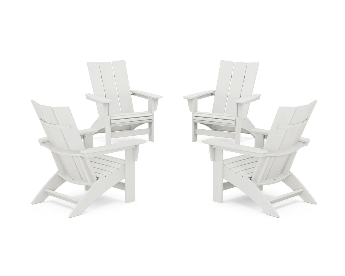 POLYWOOD 4-Piece Modern Grand Adirondack Chair Conversation Set in Vintage White