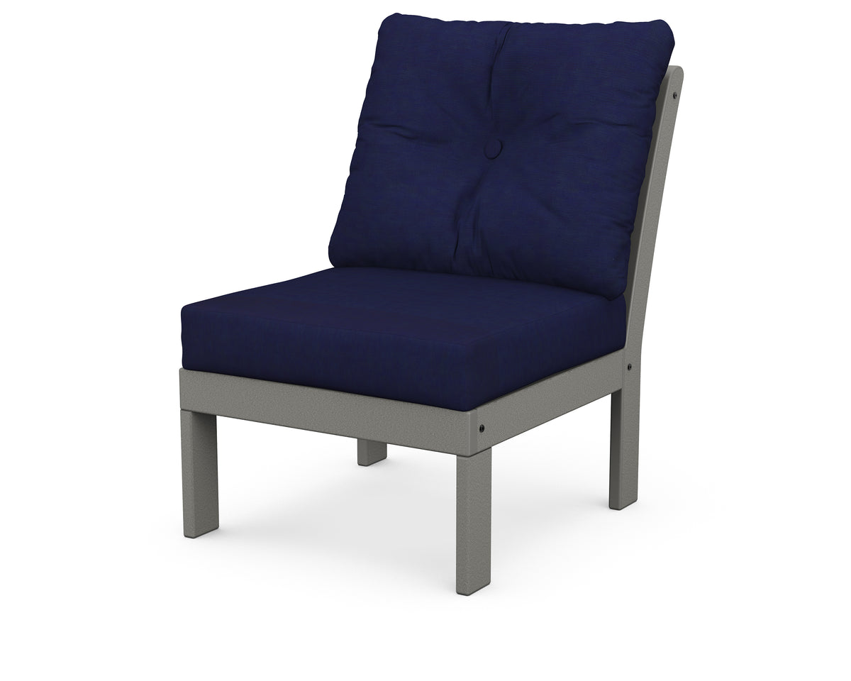 POLYWOOD Vineyard Modular Armless Chair in Slate Grey / Navy