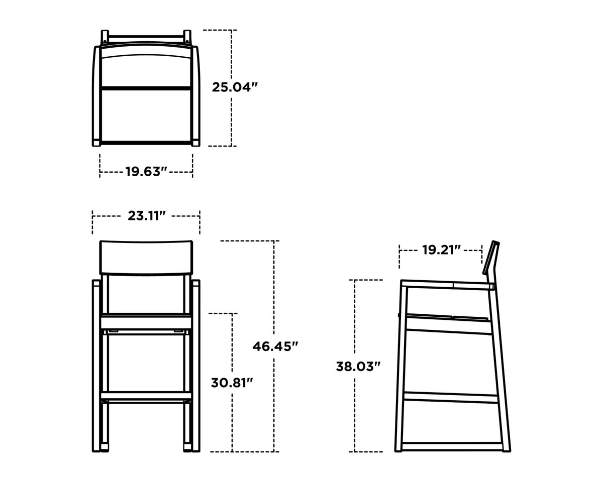 POLYWOOD EDGE Bar Arm Chair dimensions