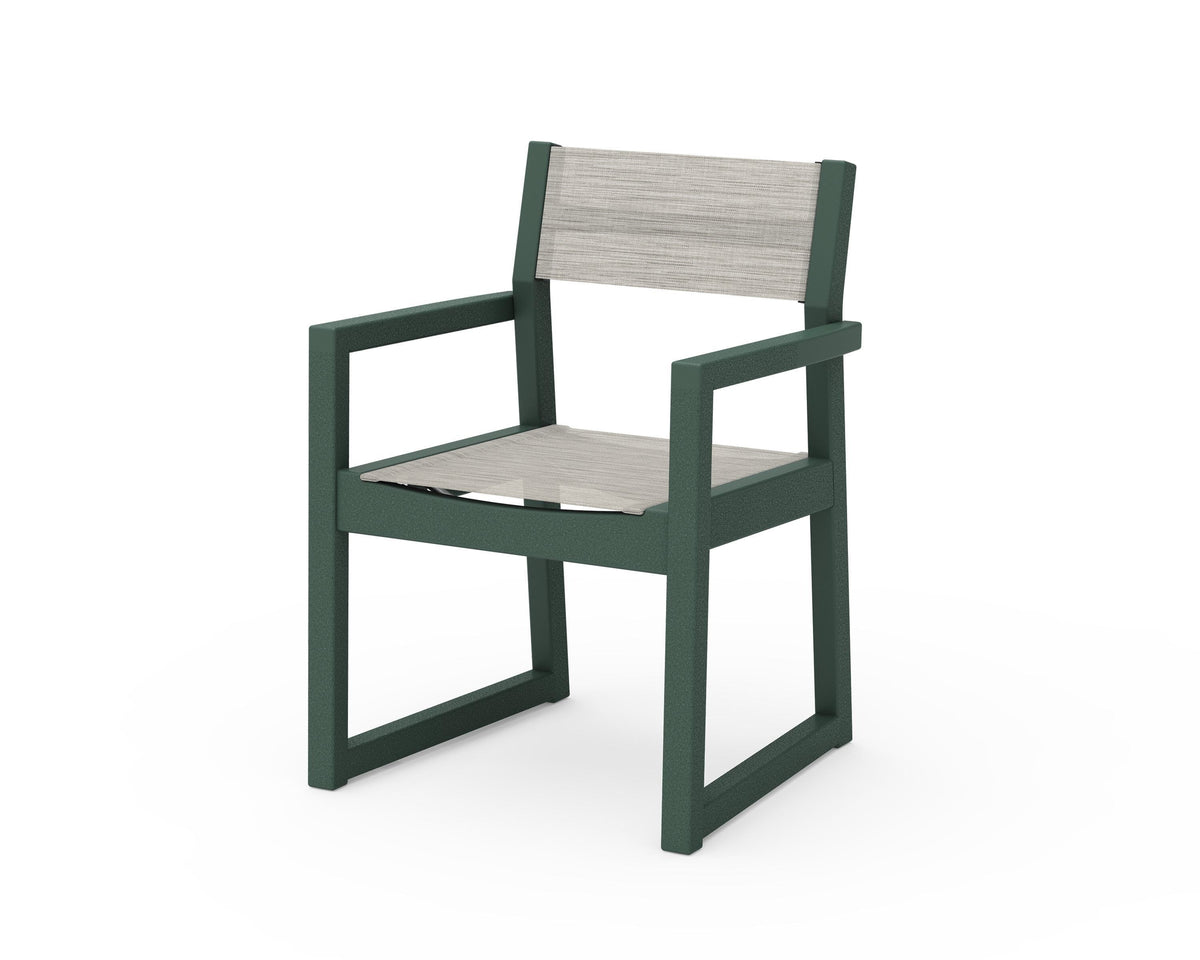 POLYWOOD EDGE Sling Dining Arm Chair in Green / Birch