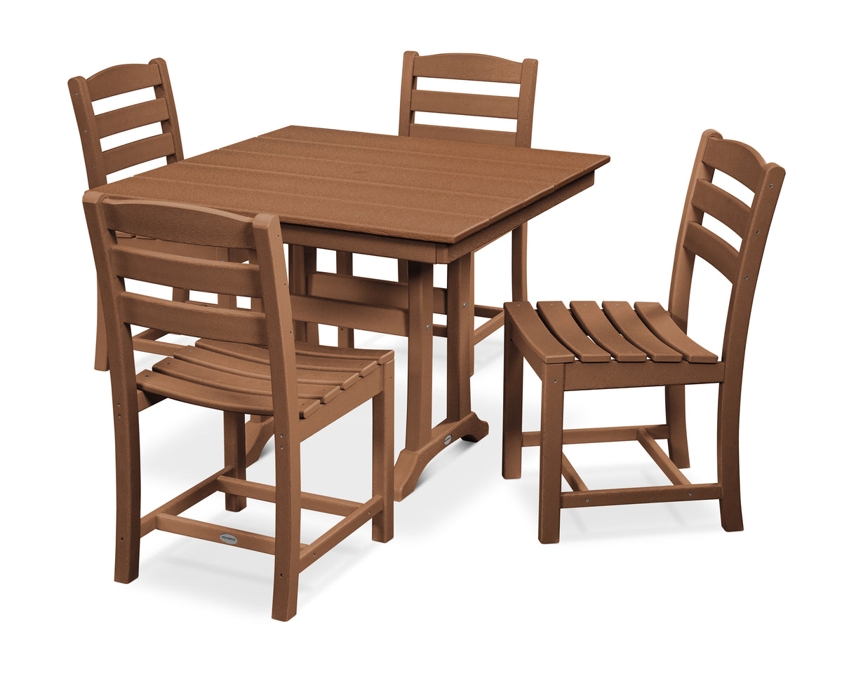 POLYWOOD La Casa Café 5-Piece Side Chair Dining Set in Teak
