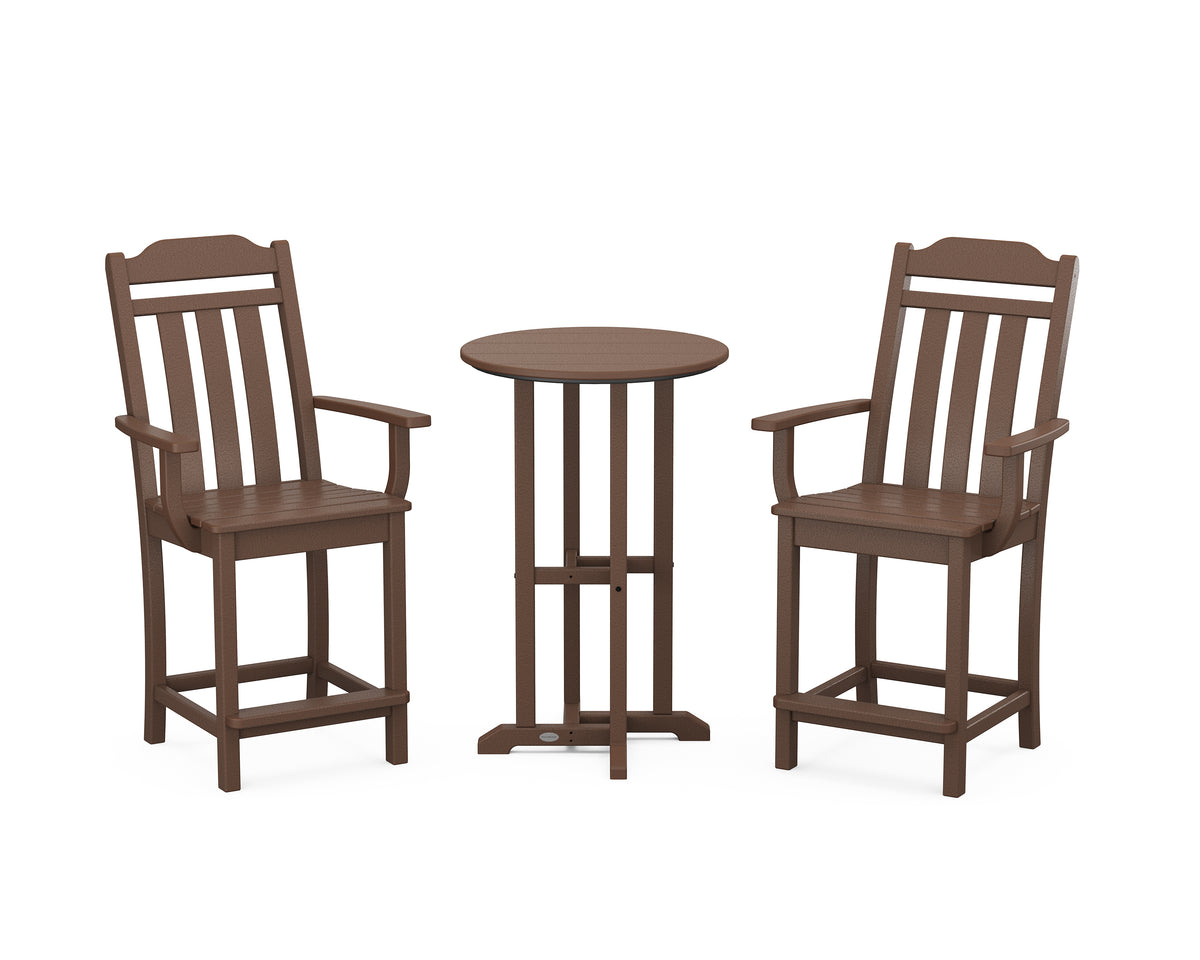 POLYWOOD Country Living Cottage 3-Piece Farmhouse Bistro Counter Set in Mahogany