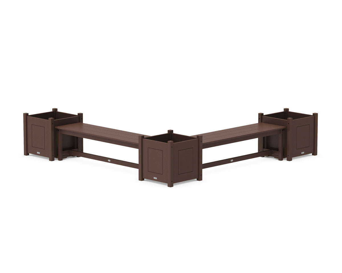 POLYWOOD 60" Country Living L-Shaped Planter Bench Corner Set - Large in Mahogany
