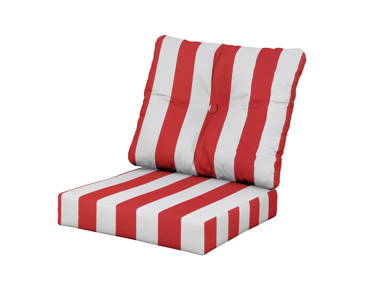 POLYWOOD Prescott Seat/Back Cushions in Cabana Stripe Crimson