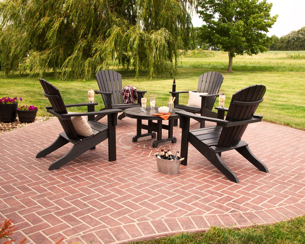 POLYWOOD Seashell Adirondack in Black styled outdoors