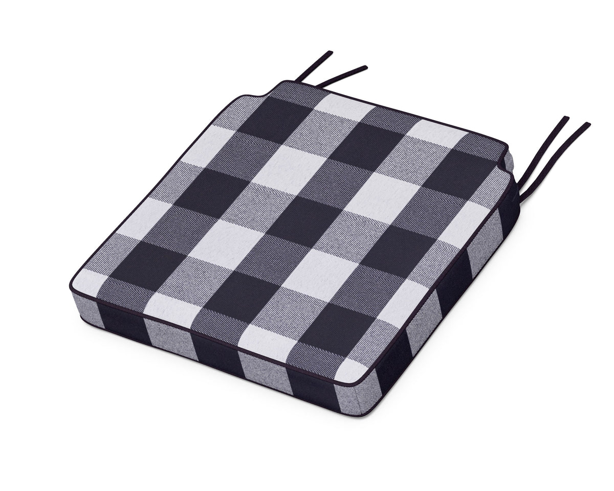 POLYWOOD Acadia Dining Side Seat Cushion in Buffalo Plaid Navy