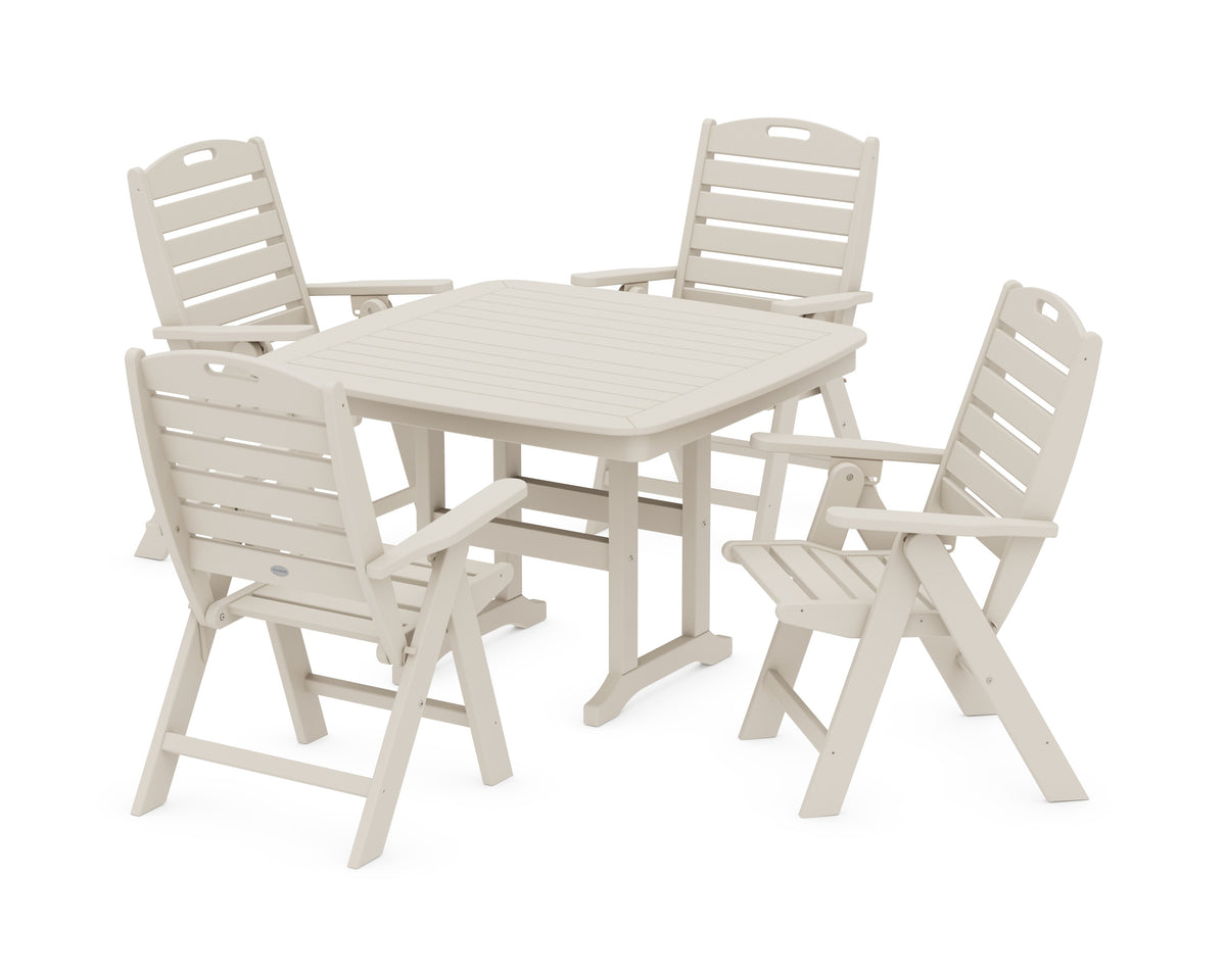 POLYWOOD Nautical Highback Chair 5-Piece Dining Set in Sand
