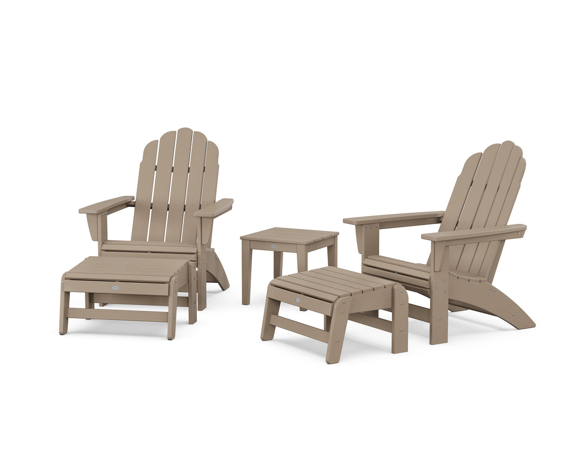 POLYWOOD 5-Piece Vineyard Grand Adirondack Set in Vintage Sahara