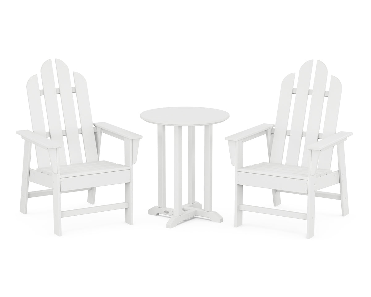 POLYWOOD Long Island 3-Piece Round Bistro Dining Set in White