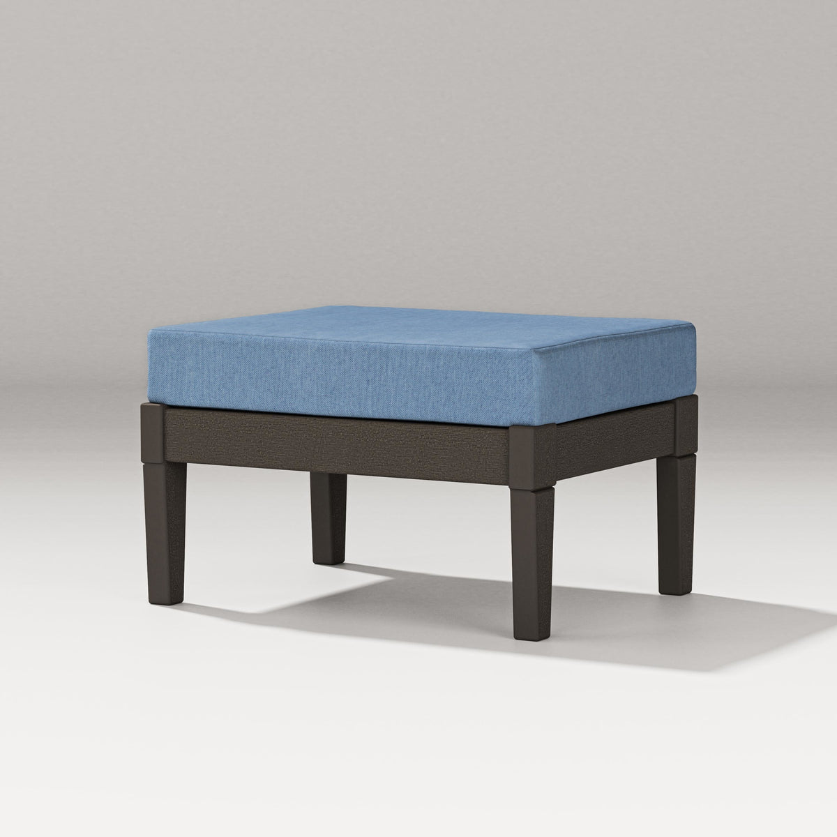 POLYWOOD Estate Lounge Ottoman in Vintage Coffee / Sky Blue