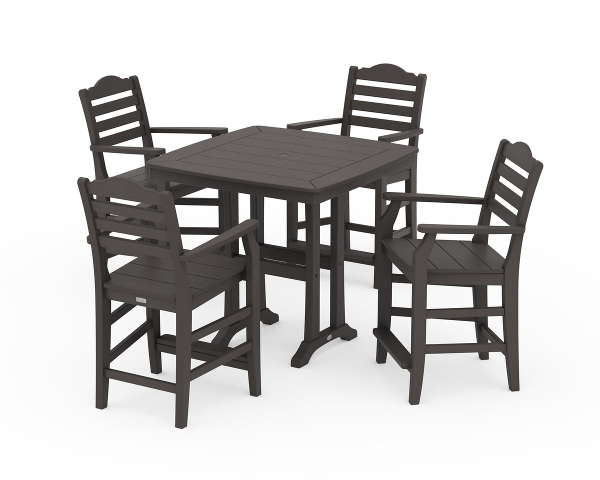 POLYWOOD Savannah 5-Piece Counter Set with Trestle Legs in Vintage Coffee