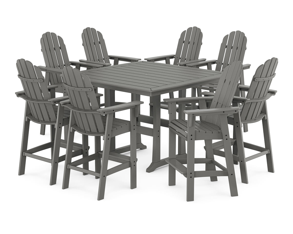POLYWOOD Vineyard Curveback Adirondack 9-Piece Trestle Bar Set in Slate Grey
