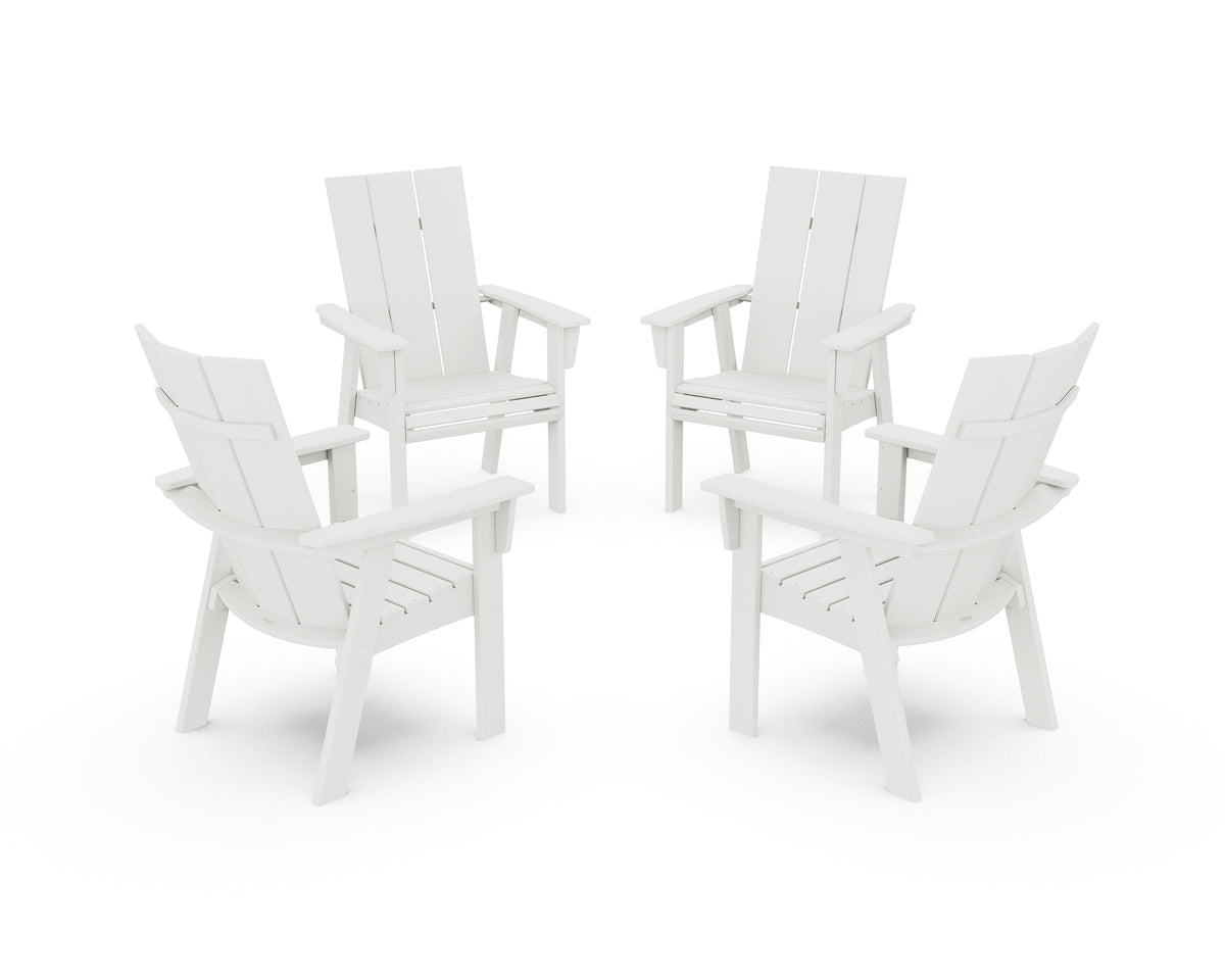 POLYWOOD Modern 4-Piece Curveback Upright Adirondack Conversation Set in Vintage White
