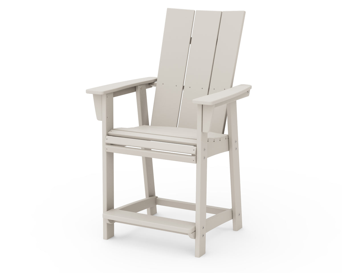 POLYWOOD Modern Curveback Adirondack Counter Chair in Sand
