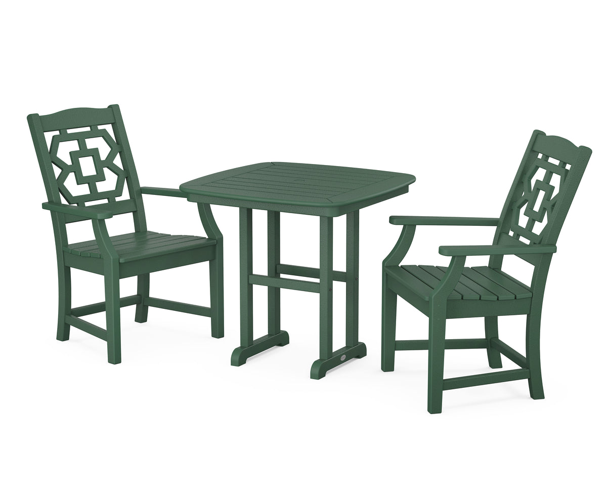 POLYWOOD Chinoiserie 3-Piece Dining Set in Green