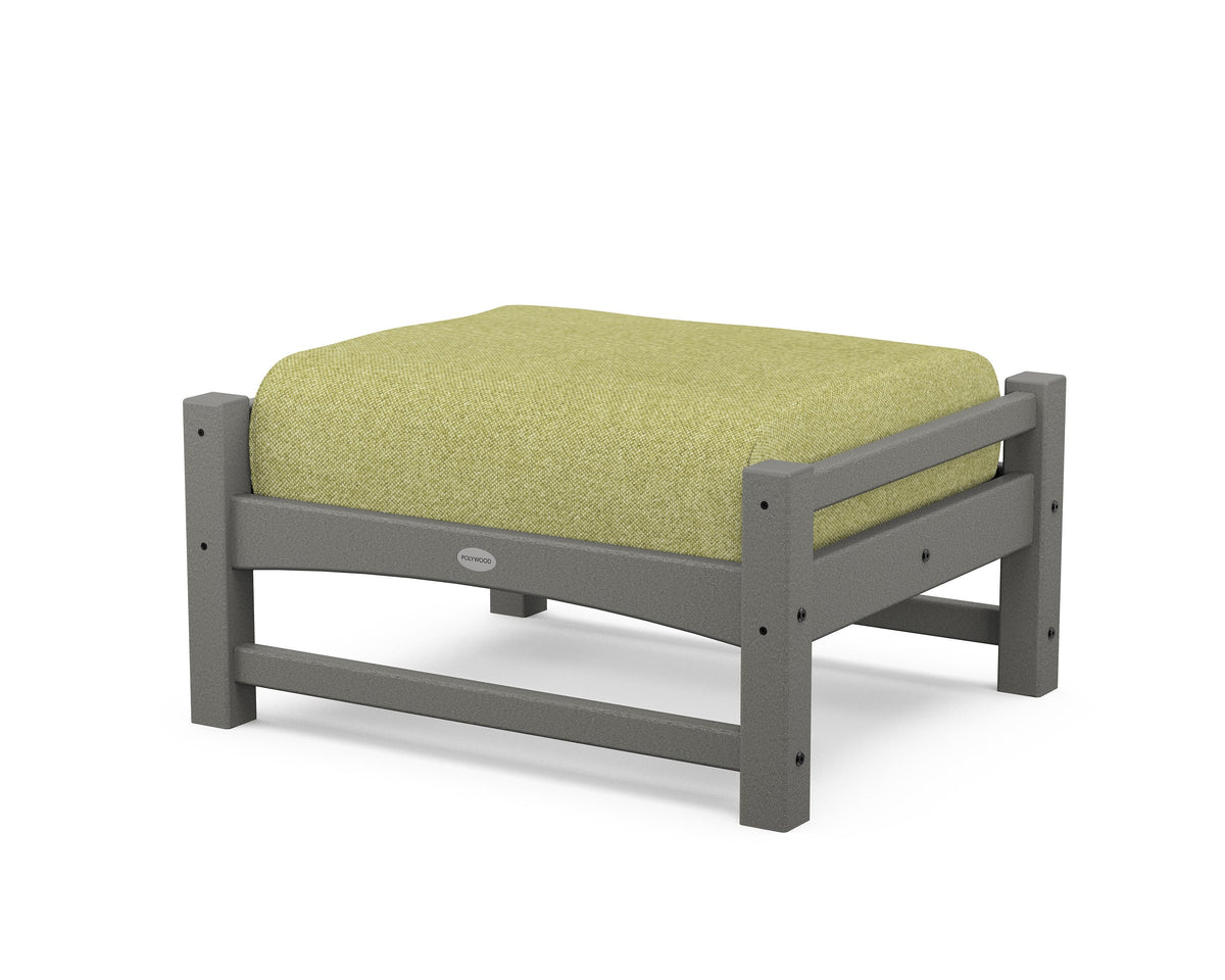 POLYWOOD Club Ottoman in Slate Grey / Chartreuse Boucle