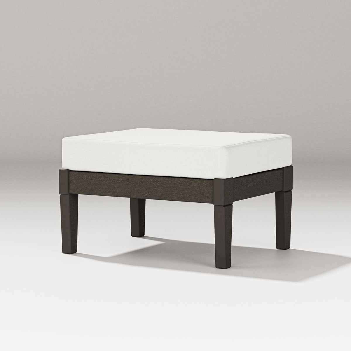 POLYWOOD Estate Lounge Ottoman in Vintage Coffee / Natural Linen