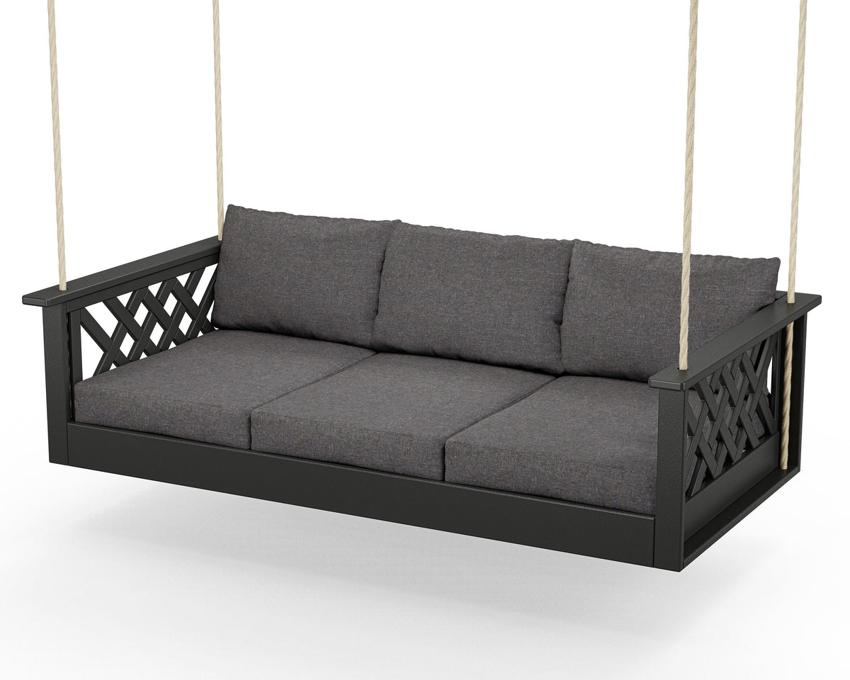 POLYWOOD Wovendale Daybed Swing in Black / Ash Charcoal