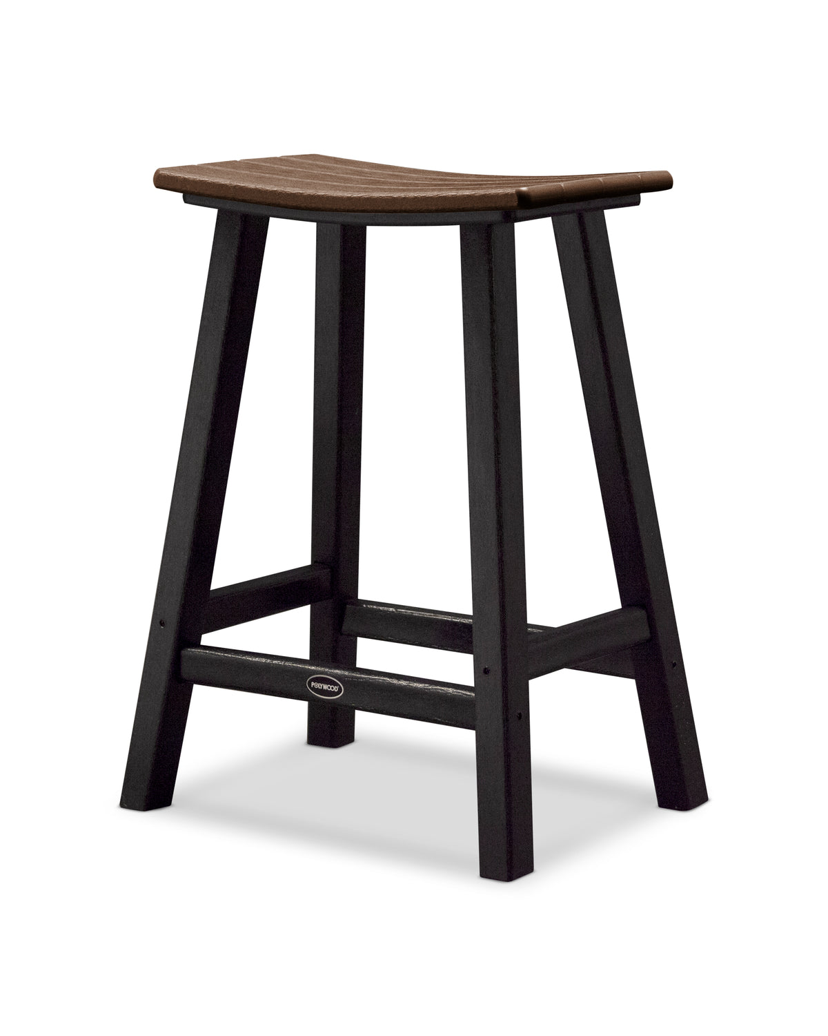 POLYWOOD Contempo 24" Saddle Counter Stool in Black / Mahogany