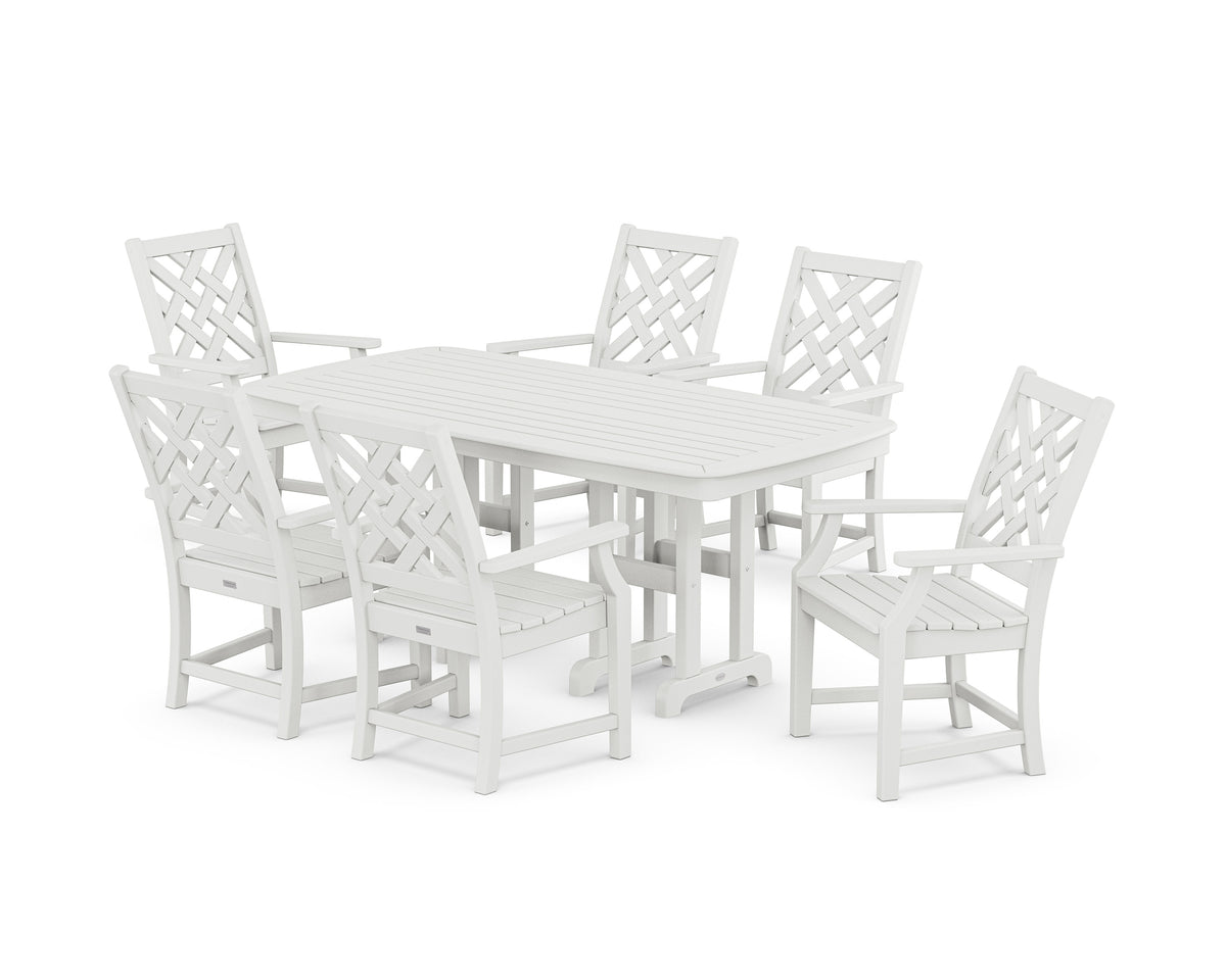 POLYWOOD Wovendale Arm Chair 7-Piece Dining Set in White