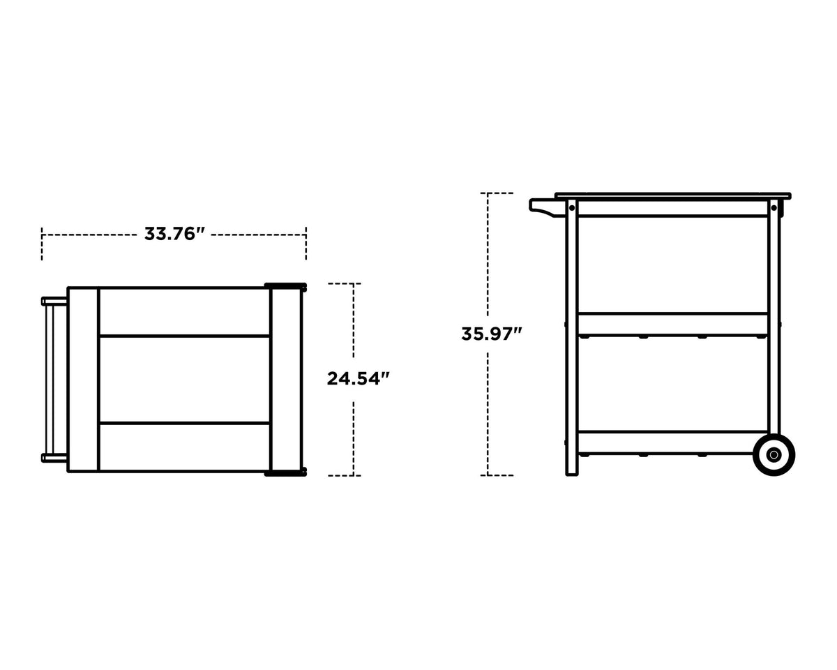 POLYWOOD Wovendale Bar Cart dimensions