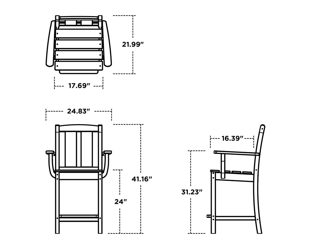 POLYWOOD Mission Counter Arm Chair dimensions