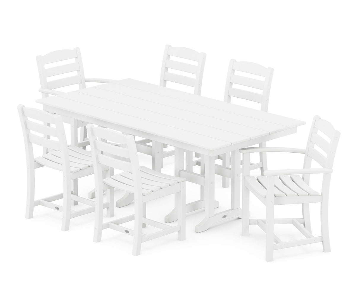 POLYWOOD La Casa Café 7-Piece Farmhouse Dining Set in White