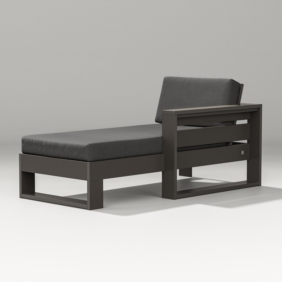 POLYWOOD Latitude Modular Right Arm Chaise in Vintage Coffee / Spectrum Carbon