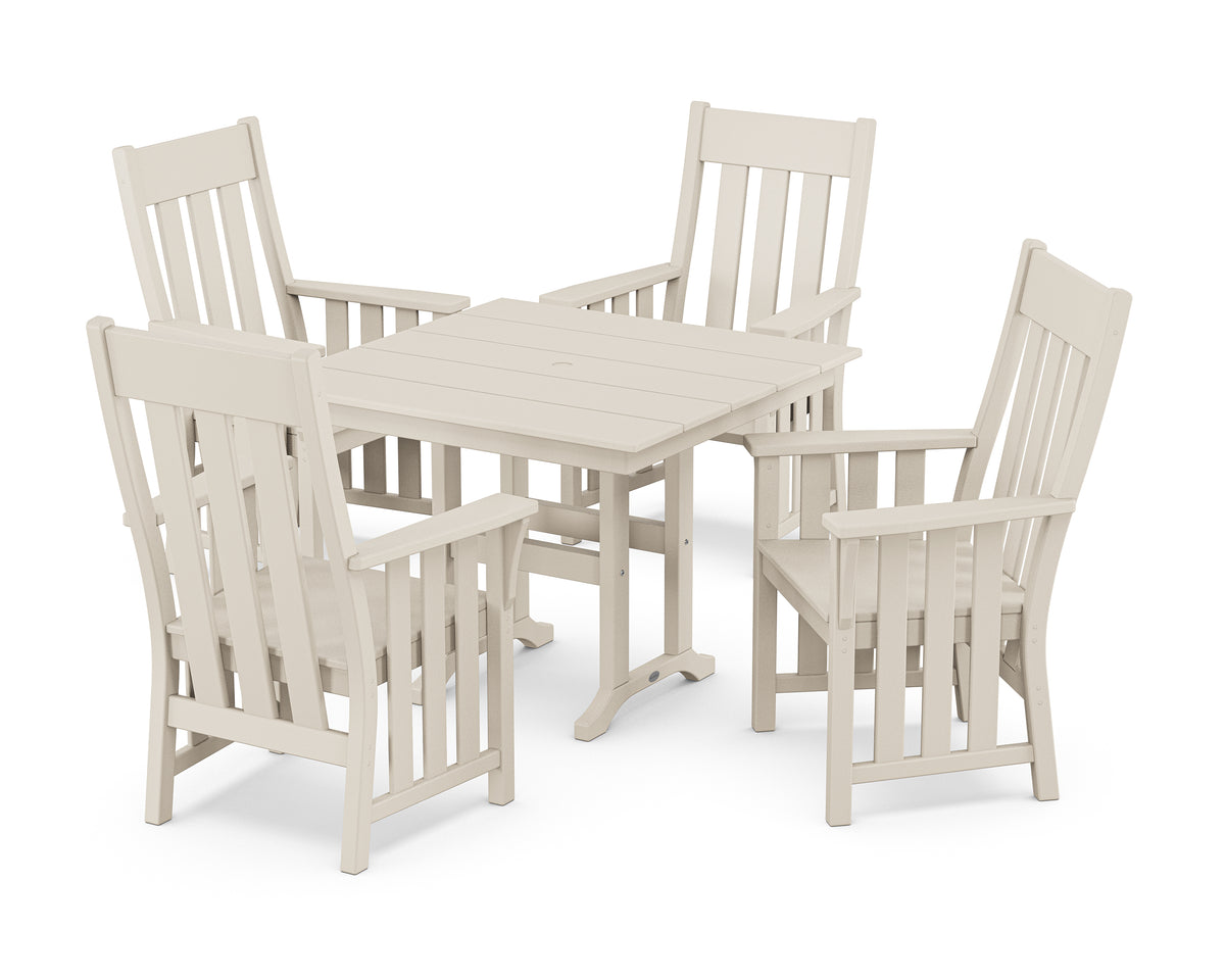 POLYWOOD Acadia 5-Piece Farmhouse Dining Set in White