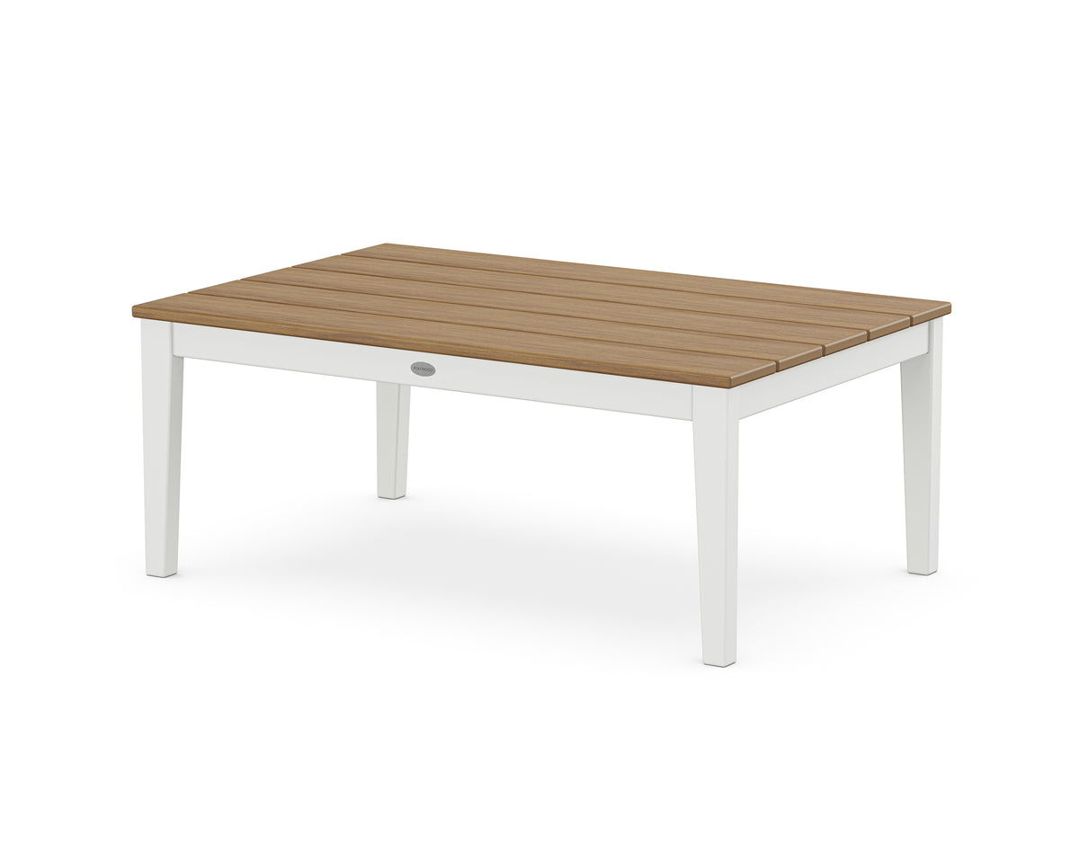POLYWOOD Newport 28" x 42" Coffee Table in White / Natural