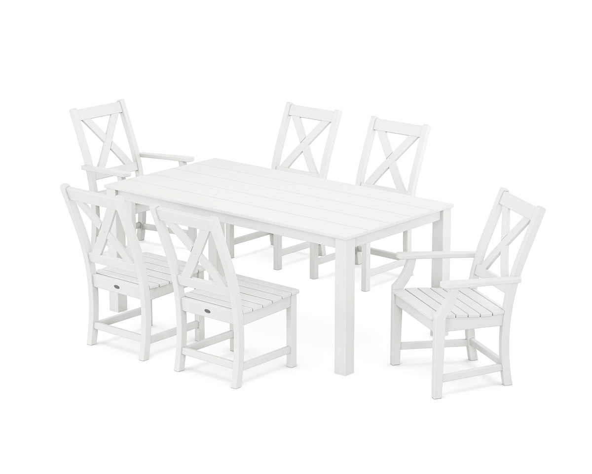 POLYWOOD Braxton 7-Piece Parsons Dining Set in White