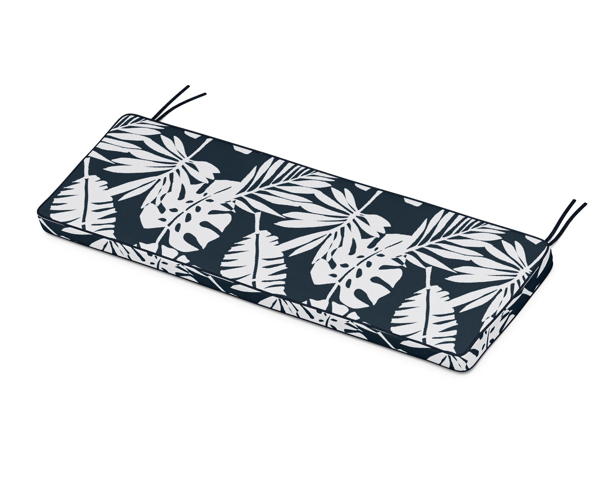 POLYWOOD Chinoiserie 60" Bench Seat Cushion in Leaf Marine Indigo