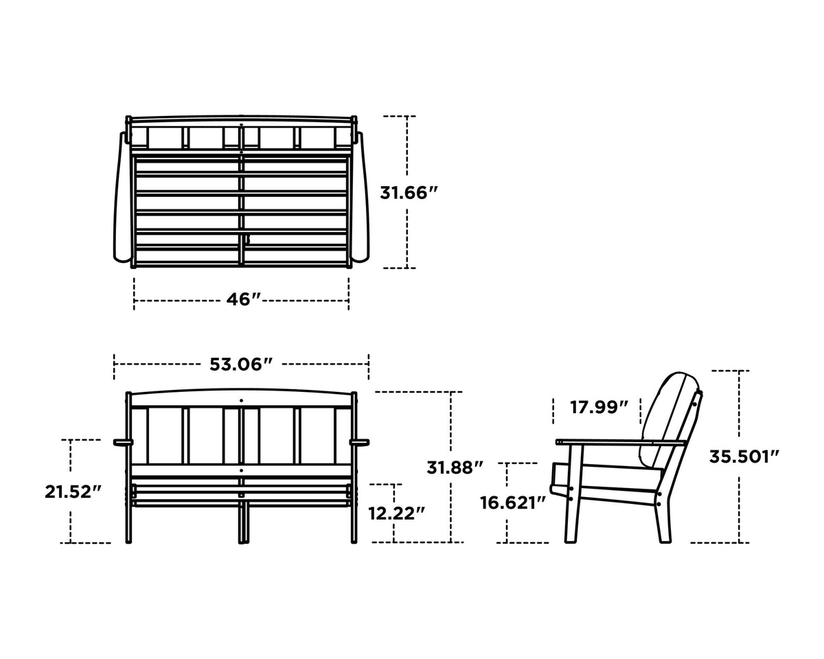 POLYWOOD Mission Deep Seating Loveseat dimensions