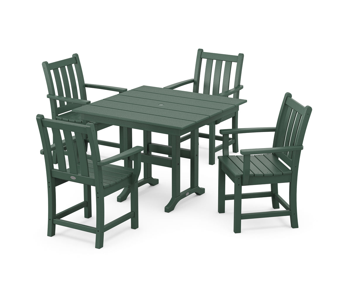 POLYWOOD Traditional Garden 5-Piece Farmhouse Dining Set in Green