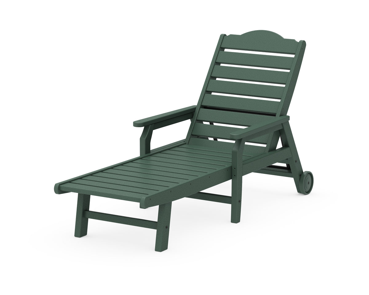 POLYWOOD Savannah Chaise with Arms and Wheels in Green
