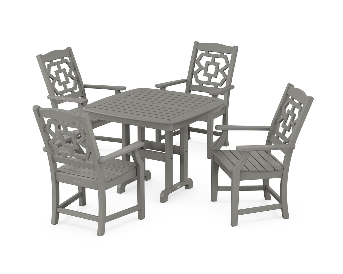 POLYWOOD Chinoiserie 5-Piece Dining Set in Slate Grey