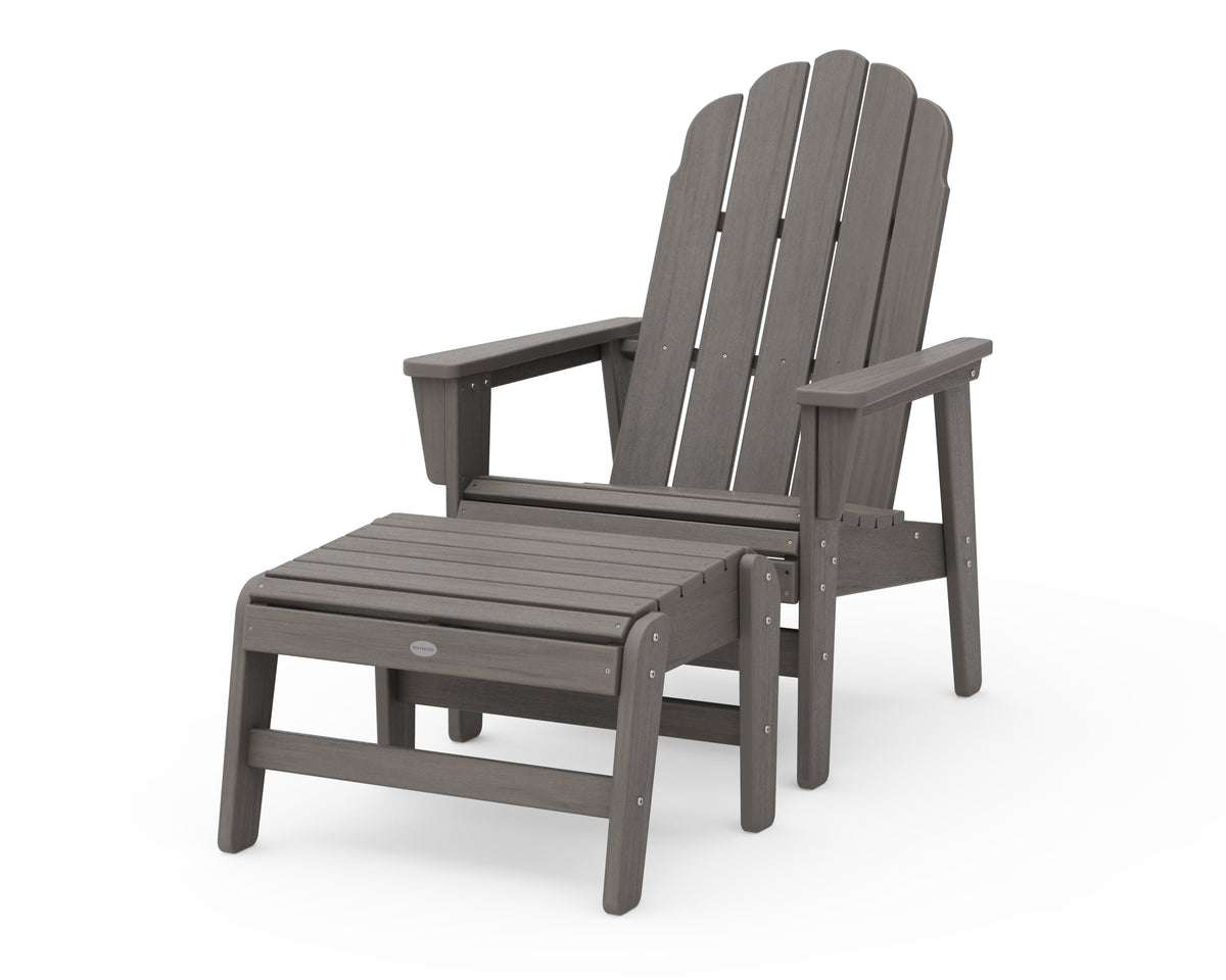 POLYWOOD Vineyard Grand Upright Adirondack Chair with Ottoman in Driftwood