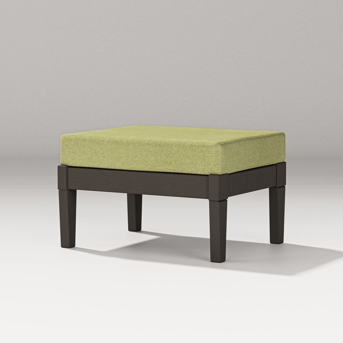 POLYWOOD Estate Lounge Ottoman in Vintage Coffee / Chartreuse Boucle