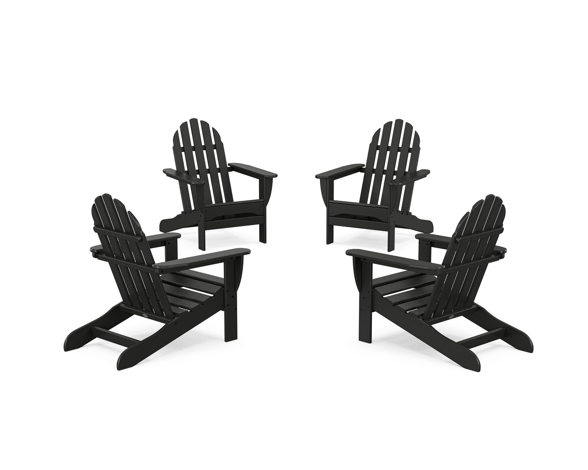 POLYWOOD 4-Piece Classic Adirondack Conversation Set in Black