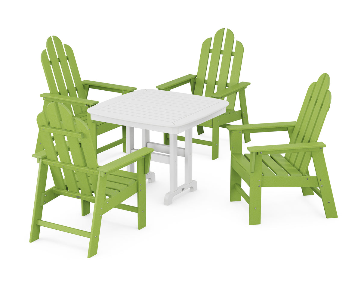 POLYWOOD Long Island 5-Piece Dining Set in Lime / White