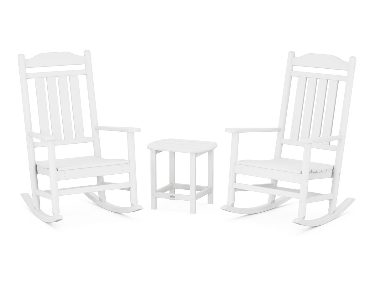 POLYWOOD Cottage Legacy Rocking Chair 3-Piece Set in White