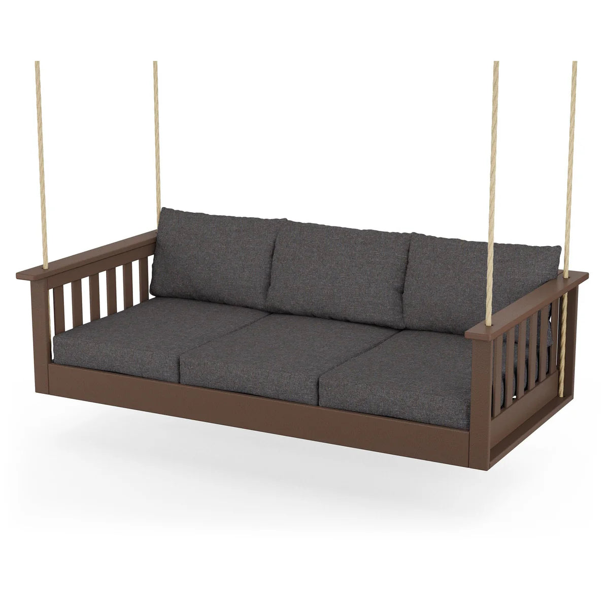 POLYWOOD Vineyard Daybed Swing in Mahogany / Ash Charcoal